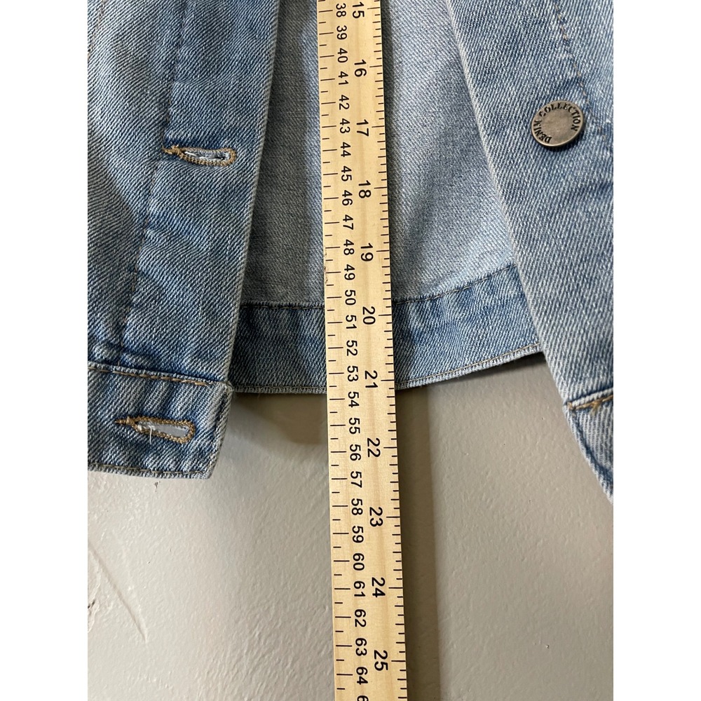 Cisono Distressed Denim Jacket Womens Small Medium Wash Trucker Jean Jacket - Picture 5 of 11